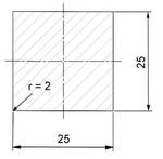 Čtvercová ocel plná 25 x 25 mm