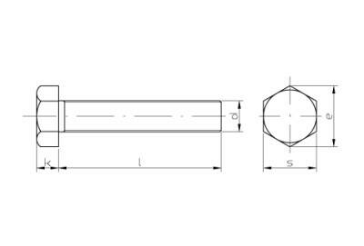 Šroub se šestihrannou hlavou a celým závitem ZN 8.8 – 6 × 45 mm